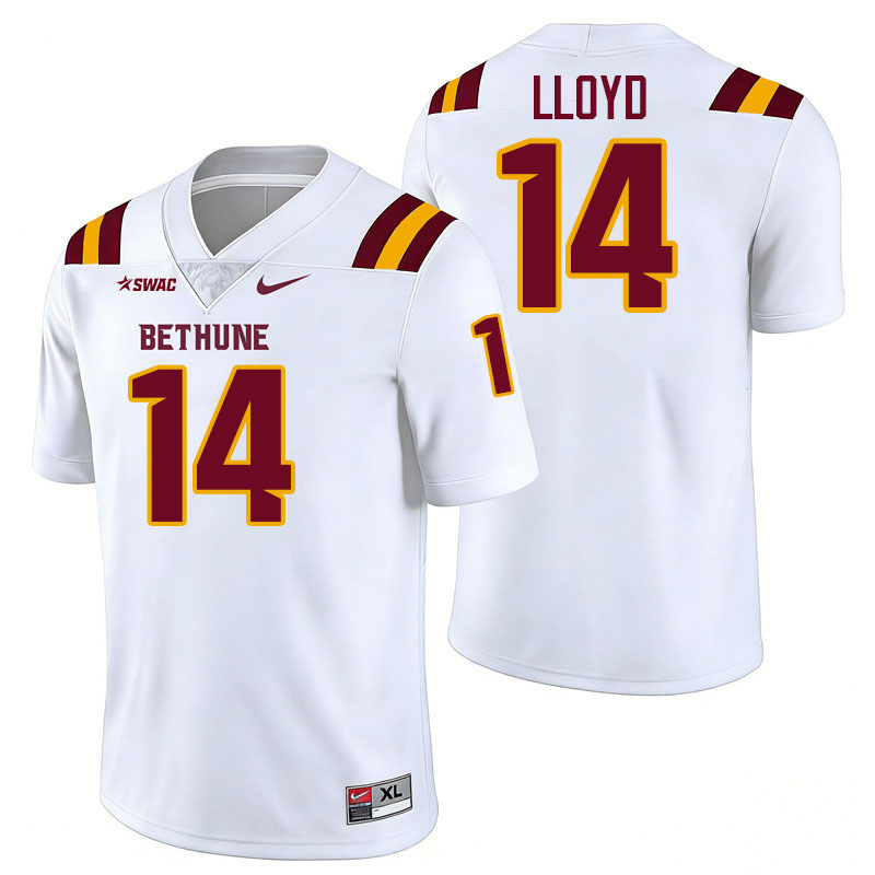 Bethune-Cookman Wildcats #14 Montravius Lloyd College Football Jerseys,Uniforms-White